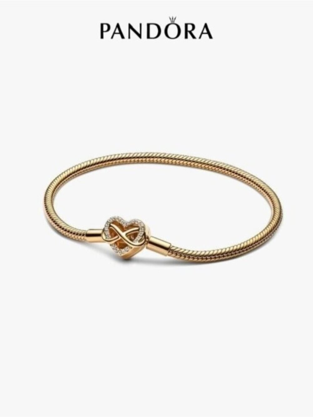 Pandora Sparkling Infinity Heart Clasp Snake Chain Bracelet